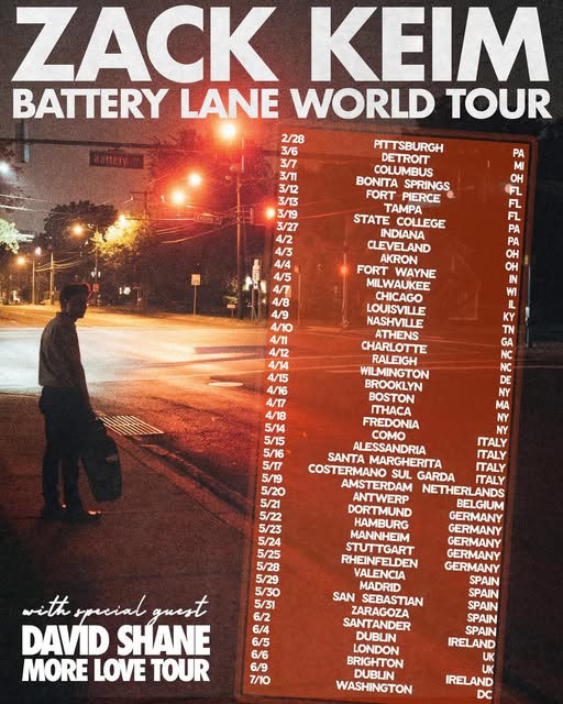 Zack Keim world tour 2026